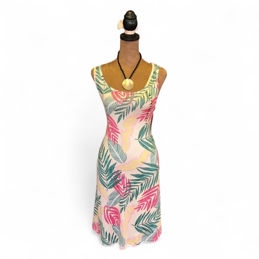 Tropical Leaf Print Sleeveless Dress NWT Frestyle